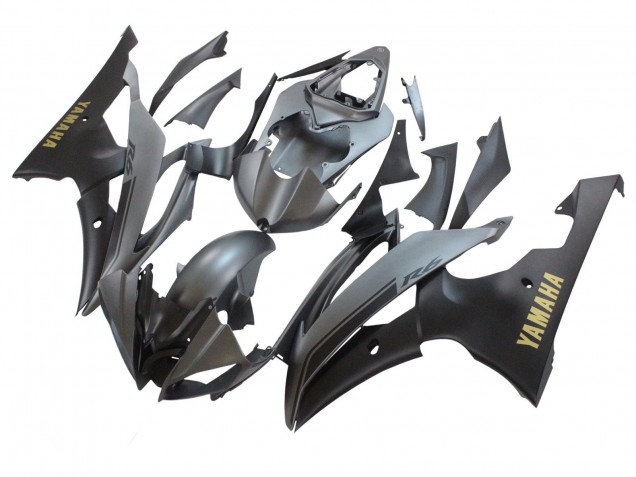 Carenado Moto Yamaha YZF 600 R6 2008-2016 - Gris Negro Mate Oro Calcomanías