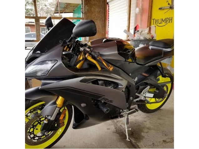 Carenado Moto Yamaha YZF 600 R6 2008-2016 - Gris Negro Mate Oro Calcomanías