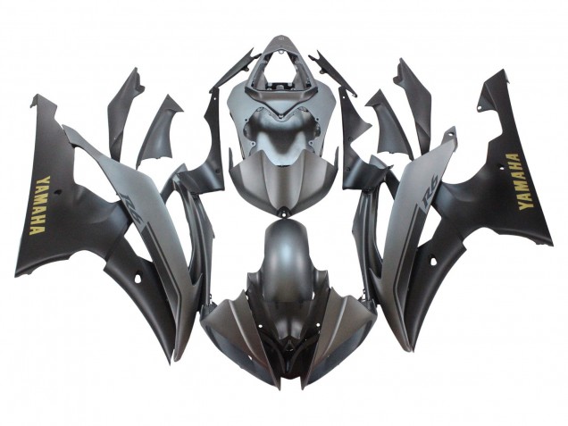 Carenado Moto Yamaha YZF 600 R6 2008-2016 - Gris Negro Mate Oro Calcomanías