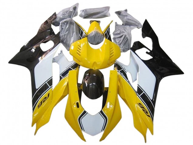 Carenado Moto Yamaha YZF 600 R6 2017-2023 - Blanco Amarillo Negro Brillante