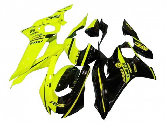 Carenado Moto Yamaha YZF 600 R6 2017-2023 - Neon Amarillo Negro Brillante Dividir