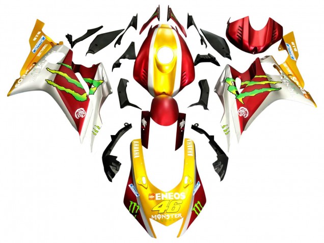 Carenado Moto Yamaha YZF 600 R6 2017-2023 - Oro Rojo Verde Monstruo