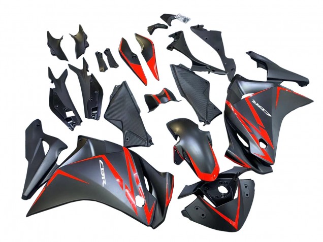 Carenado Moto Honda CBR250RR 2011-2015 - Negro Mate Rojo Raya