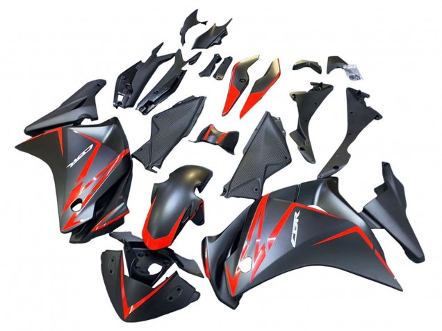 Carenado Moto Honda CBR250RR 2011-2015 - Negro Mate Rojo Raya