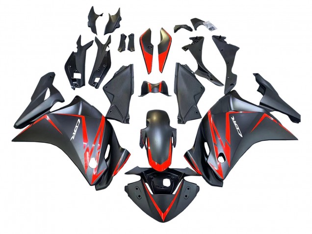 Carenado Moto Honda CBR250RR 2011-2015 - Negro Mate Rojo Raya