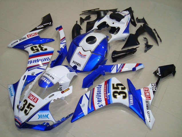 Carenado Moto Yamaha YZF R1 2007-2008 - Blanco Azul Rojo Negro Volvo Sterilgarda Yamalube Fimer 35