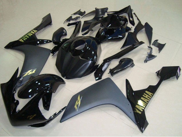 Carenado Moto Yamaha YZF R1 2007-2008 - Negro Brillante Negro Mate Oro