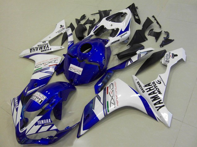 Carenado Moto Yamaha YZF R1 2007-2008 - Blanco Azul Becker Motul