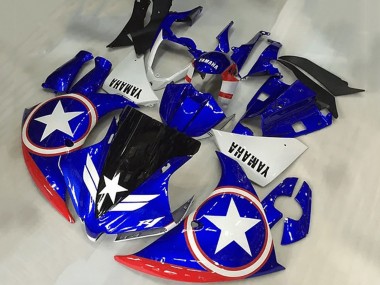 Carenado Moto Yamaha YZF R1 2009-2011 - Azul Blanco Rojo Negro Estrella Captain America