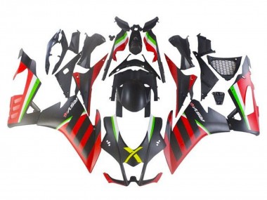 Carenado Moto Aprilia RSV4 1000 2009-2015 - Negro Mate Rojo Verde Raya