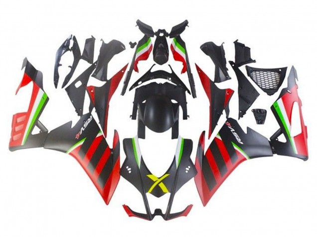 Carenado Moto Aprilia RSV4 1000 2009-2015 - Negro Mate Rojo Verde Raya