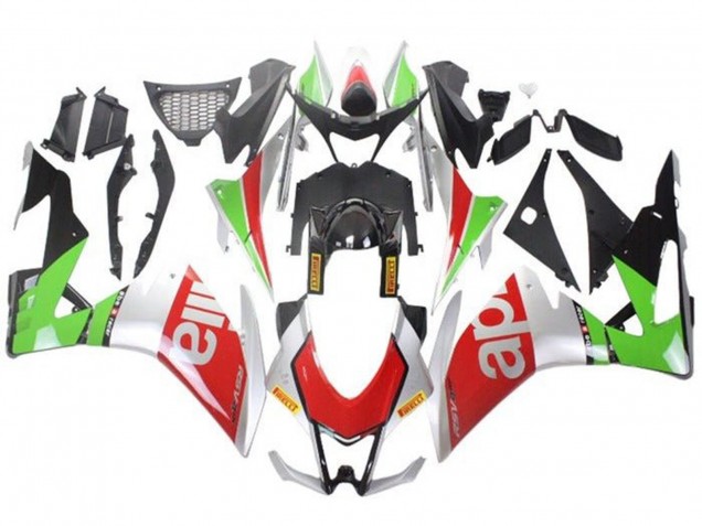 Carenado Moto Aprilia RSV4 1000 2009-2015 - Plata Rojo Verde