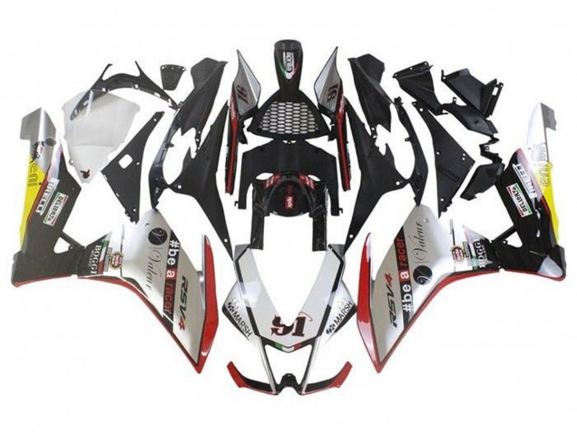 Carenado Moto Aprilia RSV4 1000 2009-2015 - Plata Rojo Verde Amarillo Faro