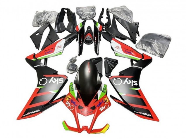 Carenado Moto Aprilia RSV4 1000 2009-2015 - Negro Mate Rojo Verde Blanco