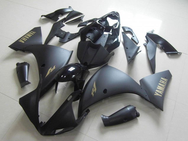 Carenado Moto Yamaha YZF R1 2009-2011 - Negro Brillante Negro Mate Oro Calcomanías