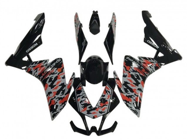Carenado Moto Aprilia RSV4 1000 2009-2015 - Negro Gris Rojo Camouflage