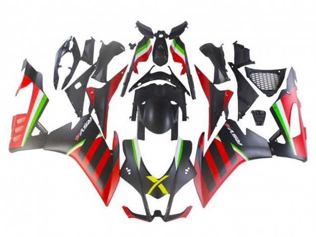 Carenados Moto Aprilia RSV4 1000 2016-2020 - Negro Mate Rojo Verde Raya