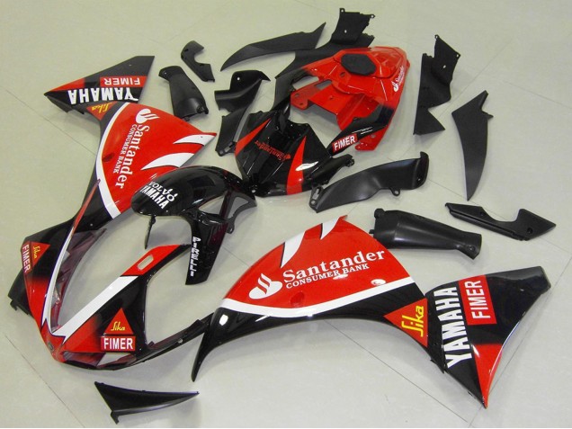 Carenado Moto Yamaha YZF R1 2009-2011 - Rojo Negro Blanco Santander Fimer