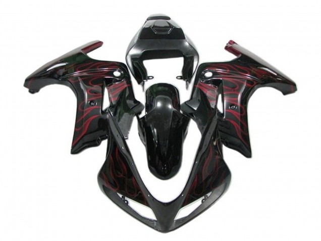 Carenado Moto Suzuki SV650 2003-2013 - Negro Brillante Rojo Llama