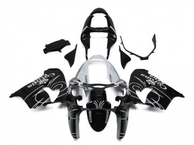Carenado Moto Kawasaki ZX9R 2002-2003 - Negro Brillante Blanco Corona Extra