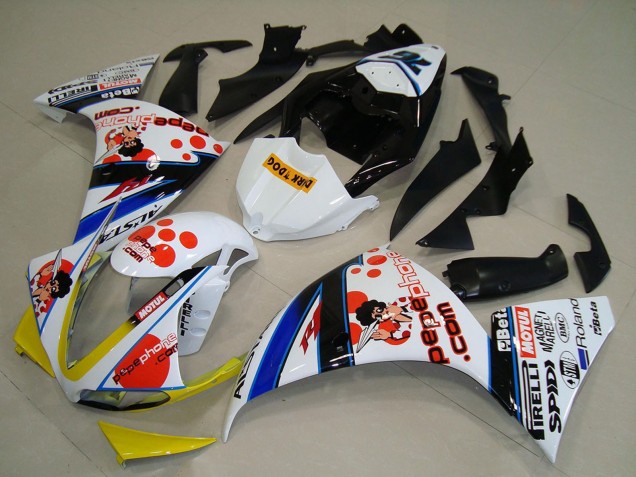 Carenado Moto Yamaha YZF R1 2009-2011 - Blanco Rojo Amarillo Negro Pepe Phone Dark Dog