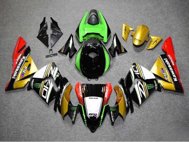 Carenado Moto Kawasaki ZX10R 2004-2005 - Oro Negro Verde Blanco Rojo