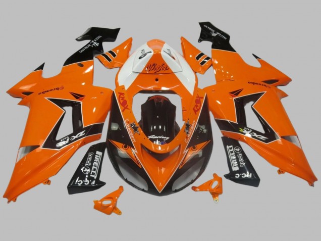 Carenados Moto Kawasaki ZX10R 2006-2007 - Naranja Blanco Negro Carrera Elf