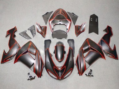 Carenado Moto Kawasaki ZX10R 2006-2007 - Negro Mate Rojo Pinstripe