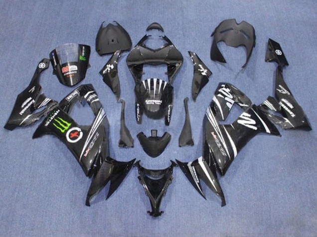 Carenado Moto Kawasaki ZX10R 2008-2010 - Negro Blanco Verde Monstruo