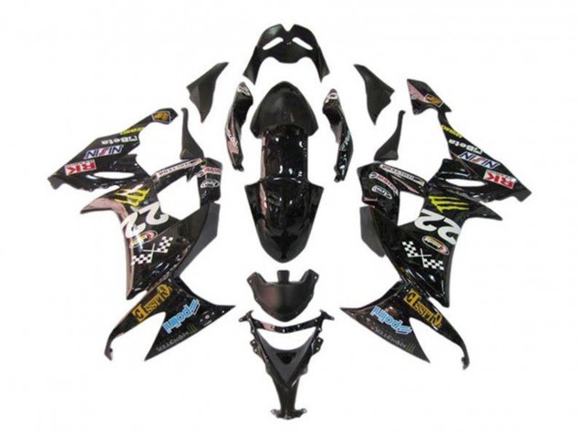 Carenado Moto Kawasaki ZX10R 2008-2010 - Negro Brillante Azul Amarillo Monstruo