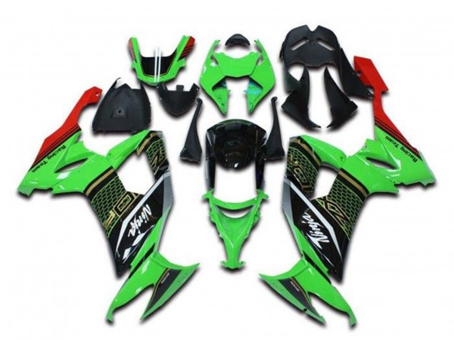 Carenado Moto Kawasaki ZX10R 2008-2010 - Verde Negro Rojo Blanco Honeycomb