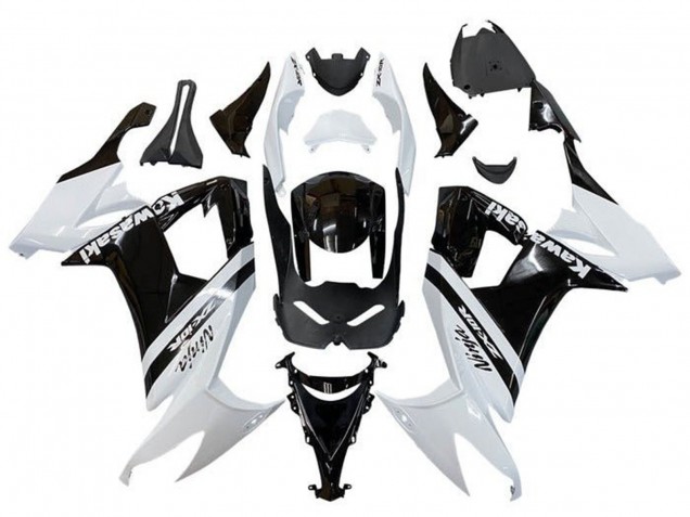 Carenado Moto Kawasaki ZX10R 2008-2010 - Blanco Negro Brillante Raya
