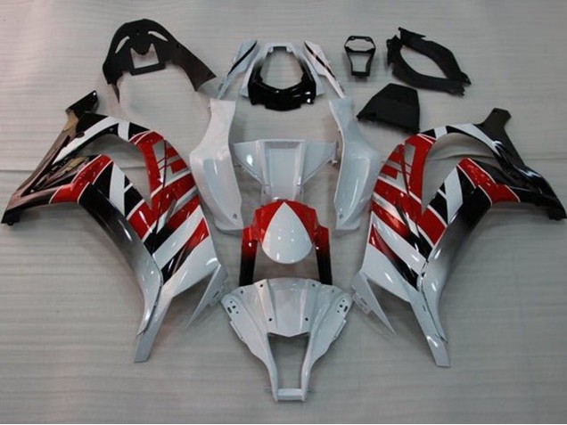 Carenado Moto Kawasaki ZX10R 2011-2015 - Blanco Rojo Negro Raya