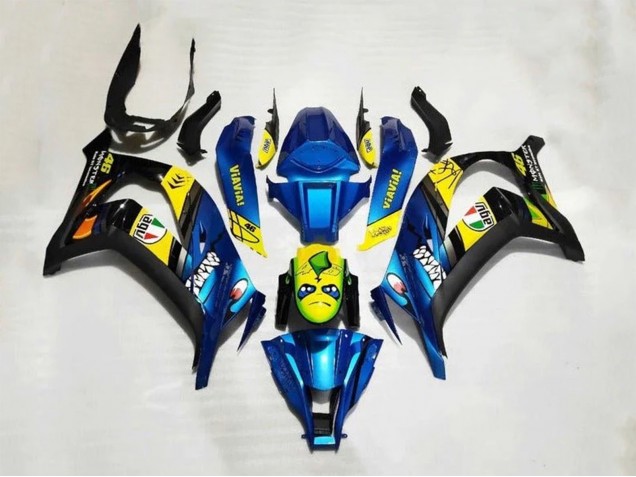 Carenado Moto Kawasaki ZX10R 2016-2020 - Azul Amarillo Tiburón