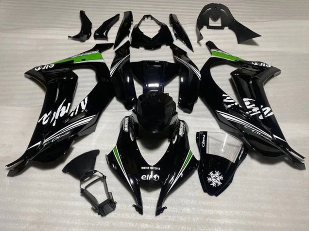Carenado Moto Kawasaki ZX10R 2016-2020 - Negro Brillante Blanco Verde Raya Nieve