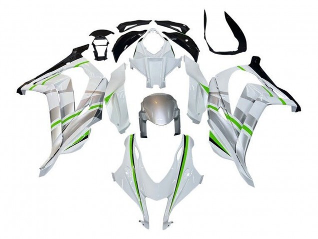 Carenado Moto Kawasaki ZX10R 2016-2020 - Blanco Plata Verde Raya