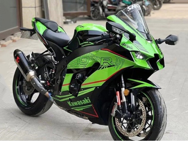 Carenado Moto Kawasaki ZX10R 2021-2025 - Verde Negro Rojo Raya