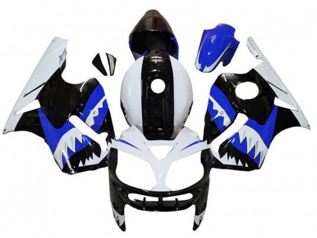 Carenado Moto Kawasaki ZX12R 2000-2001 - Blanco Negro Azul Tiburón