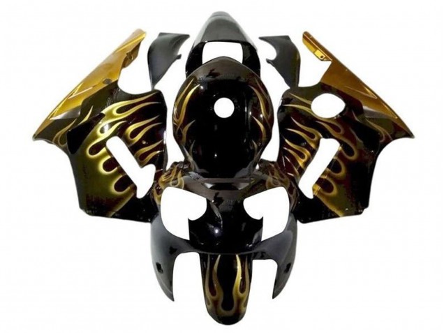 Carenado Moto Kawasaki ZX12R 2002-2006 - Negro Brillante Oro Llama