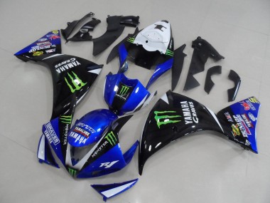 Carenado Moto Yamaha YZF R1 2012-2014 - Blanco Azul Negro Brillante Verde Graves Yamalube Monstruo