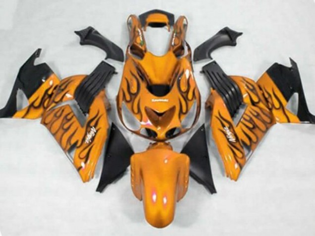 Carenado Moto Kawasaki ZX14R ZZR1400 2006-2011 - Naranja Negro Llama