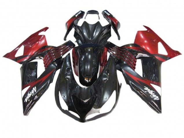 Carenado Moto Kawasaki ZX14R ZZR1400 2006-2011 - Rojo Negro Brillante Blanco Calcomanía