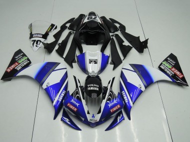 Carenado Moto Yamaha YZF R1 2012-2014 - Blanco Azul Negro Brillante Volvo Fimer Yamalube