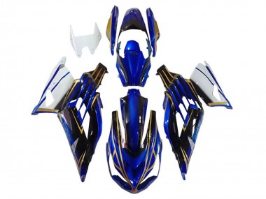 Carenado Moto Kawasaki ZX14R ZZR1400 2012-2024 - Blanco Oro Azul Negro Raya