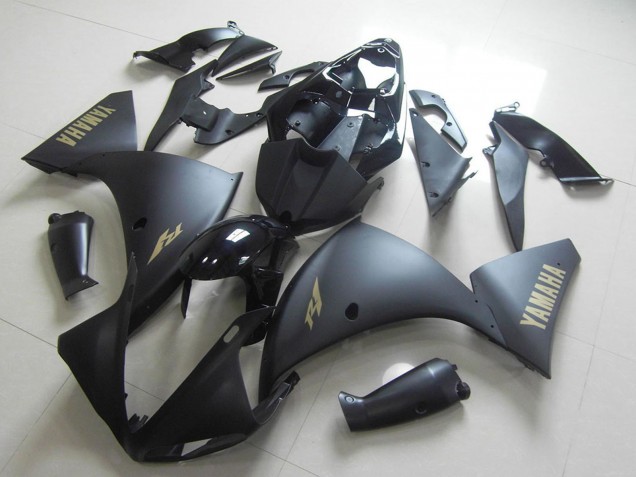 Carenados Moto Yamaha YZF R1 2012-2014 - Negro Brillante Negro Mate Oro Calcomanías