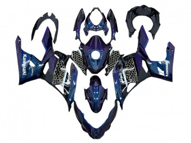 Carenado Moto Kawasaki Ninja 400 2018-2024 - Azul Blanco Honeycomb