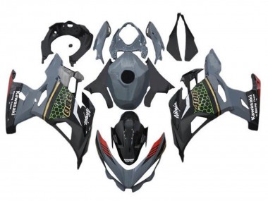 Carenado Moto Kawasaki Ninja 400 2018-2024 - Gris Negro Rojo Honeycomb