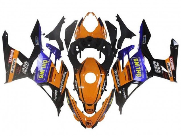 Carenado Moto Kawasaki Ninja 400 2018-2024 - Naranja Negro Azul Amarillo OHLINS