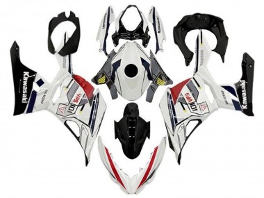 Carenado Moto Kawasaki Ninja 400 2018-2024 - Blanco Gris Amarillo Rojo Negro Raya