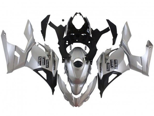 Carenado Moto Kawasaki Ninja 400 2018-2024 - Plata Negro Repsol